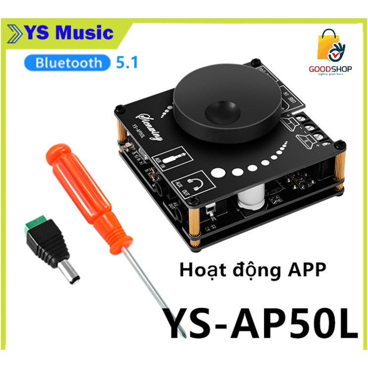 Bộ khuếch đại âm thanh YS-AP50L công suất 50W+50W Mini. Bluetooth5.1, AUX, APP.  Dùng chế loa Blueto