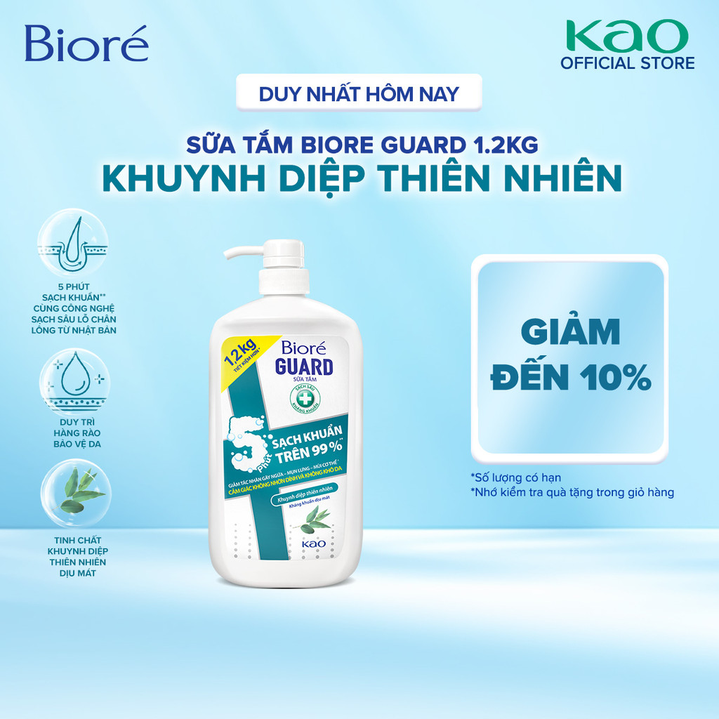 Biore Sữa Tắm Sạch Sâu Kháng Khuẩn - Khuynh Diệp Thiên Nhiên Biore Guard 1.2kg