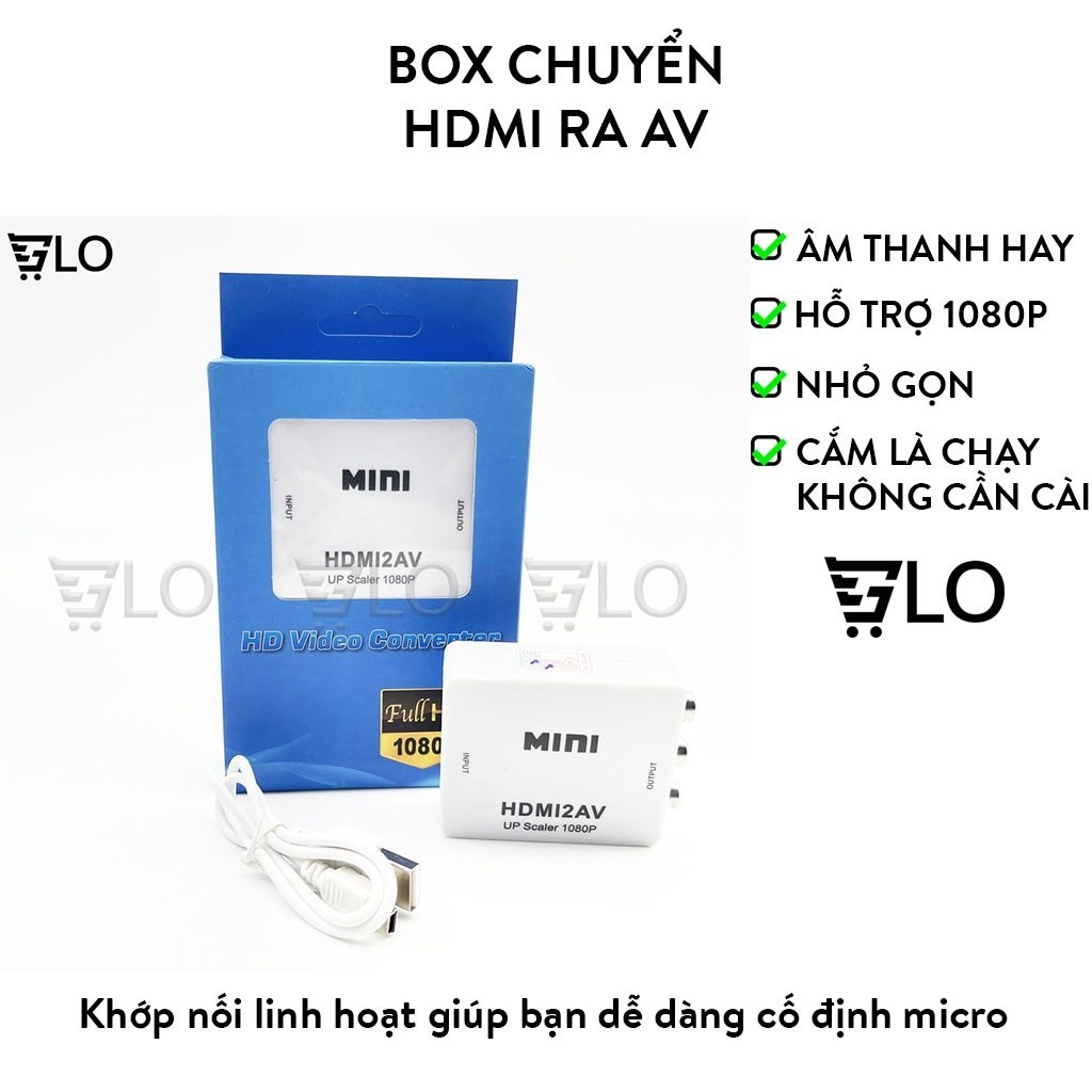 HD01 Box Chuyển HDMI Ra AV Mini HDMI2AV, Bộ Adapter Chuyển Đổi AV Sang HDMI