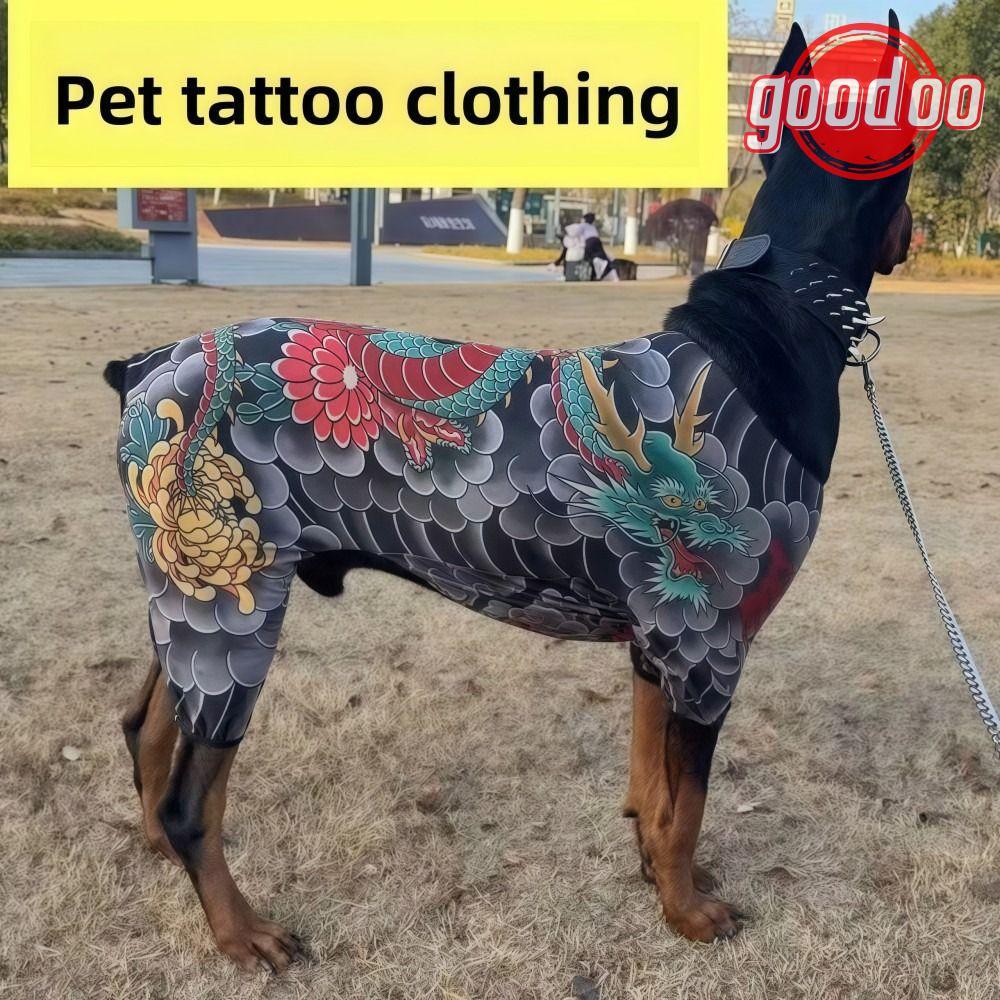GOODOO Dog Cat Tattoo Jacket, Áo Vest hình xăm thú cưng giống như thật ngộ nghĩnh, Sáng tạo thoáng k