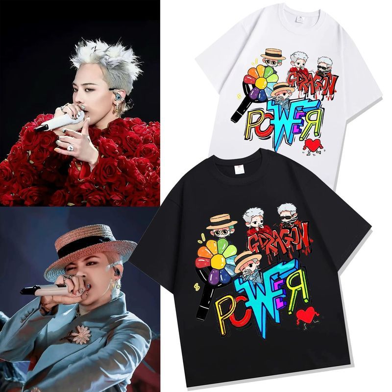 GDRAGON GDRAGON Đau Quần Áo Buổi Hòa Nhạc Ngoại Vi Hỗ Trợ Quần Áo In Hình Rời Cotton Nguyên Chất Áo 