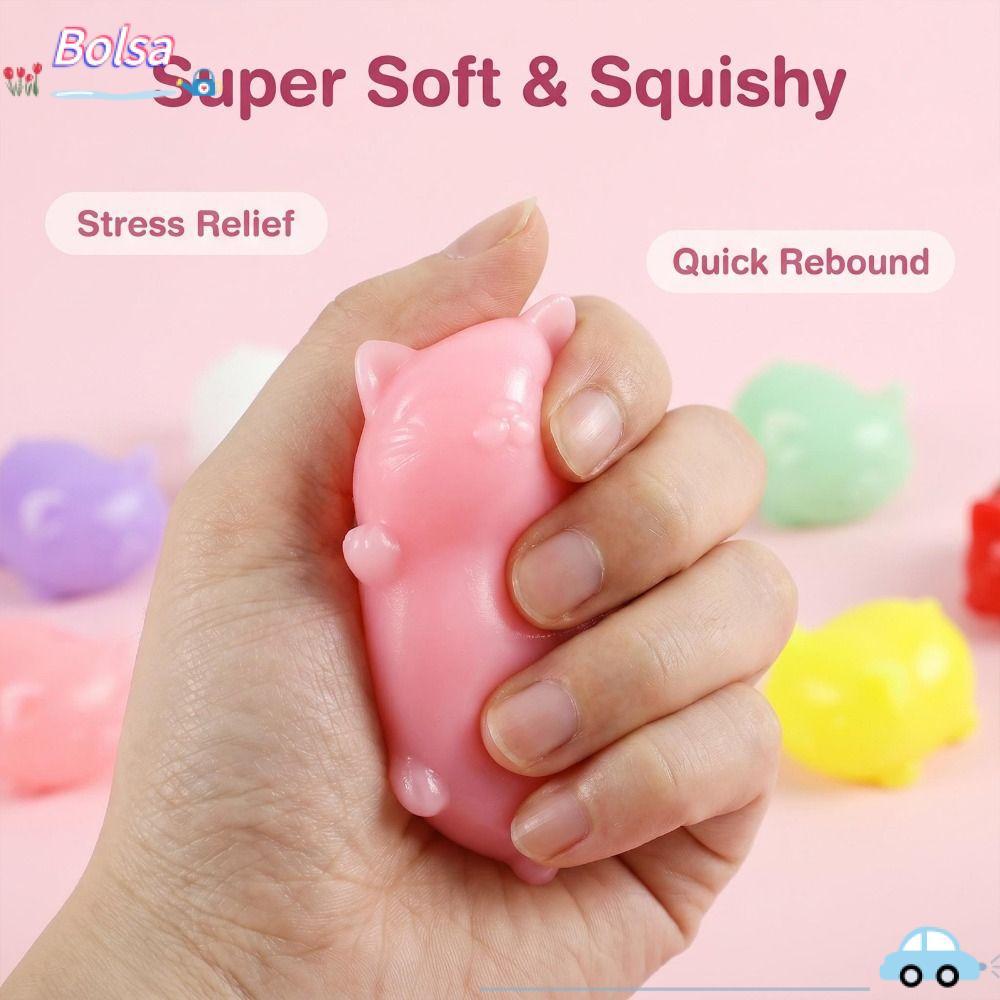 Bóng căng thẳng cho mèo BOLSA, Đồ chơi Squeezy cho mèo siêu mềm, Đồ chơi Squishy co giãn cho mèo Squ
