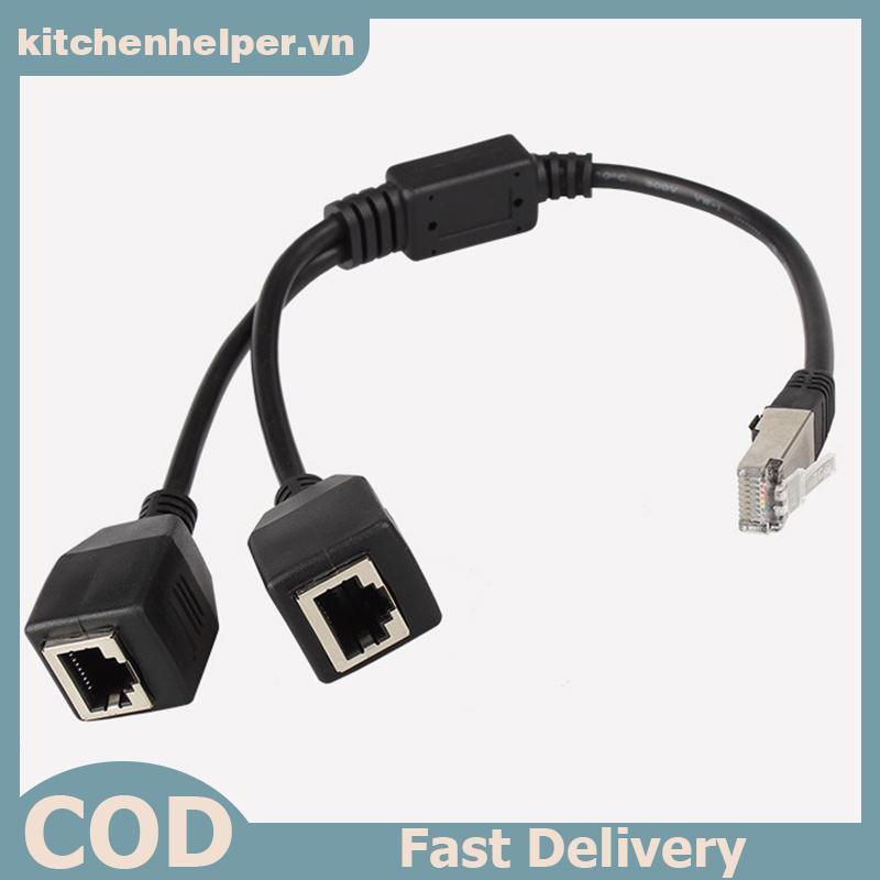 KI RJ45 Ethernet Splitter Adapter 1 Nam Đến 2 Nữ LAN Network Splitter Hỗ Trợ Cat6 Mạng Internet Nối 