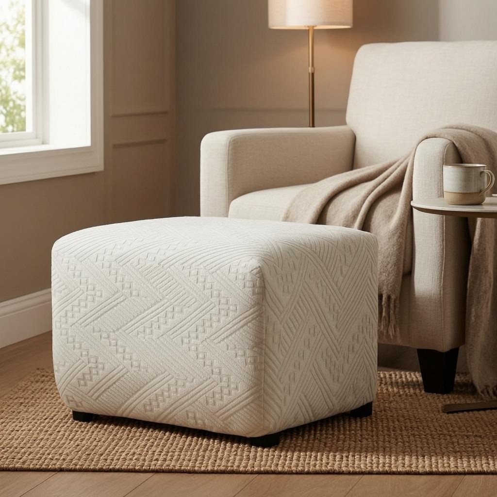 Co Giãn Ottoman Slipcover Chevron Co Giãn Ottoman Cover Footstool Cover Trang Bị Dệt Gia Đình Họa Ti