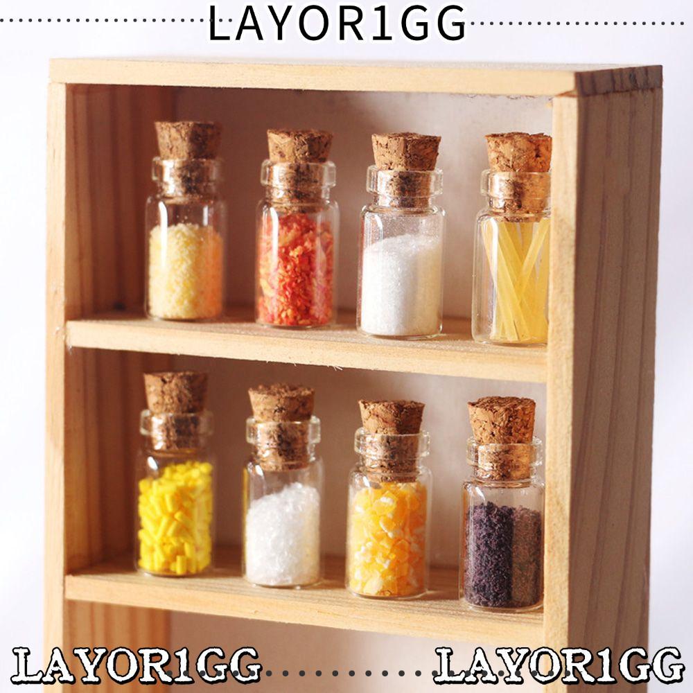 LAYOR1GG 4 Mini Gia Vị Lọ Ảnh Đạo Cụ Mô Phỏng Lọ Thủy Tinh Cảnh Mô Hình Búp Bê Phụ Kiện