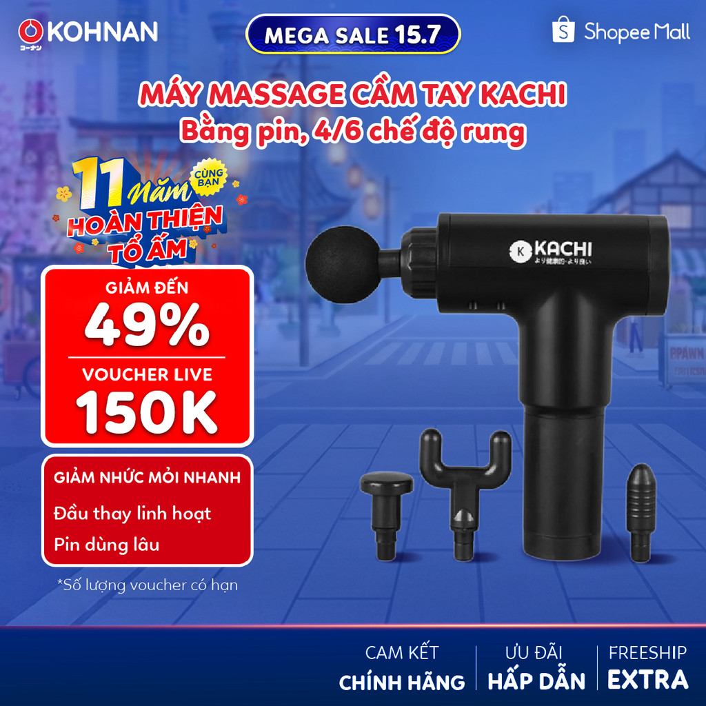 Máy massage cầm tay KACHI bằng pin, 4/6 chế độ rung MK340/MK377