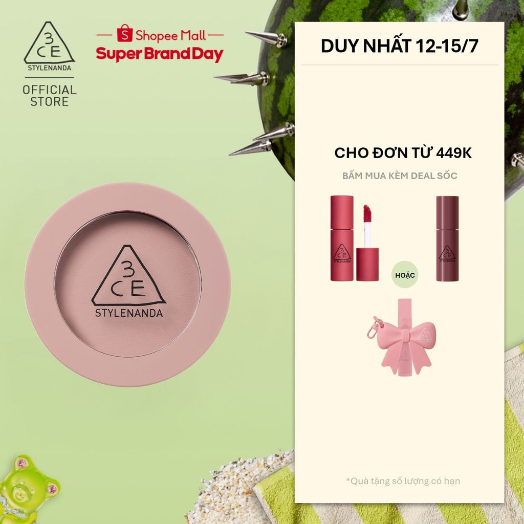 Phấn Má Hồng 3CE Face Blush Chuẩn Màu, Mịn Lì, Tươi Tắn Nhẹ Nhàng Đầy Tự Nhiên, Chuẩn Màu Tệp Lên Da