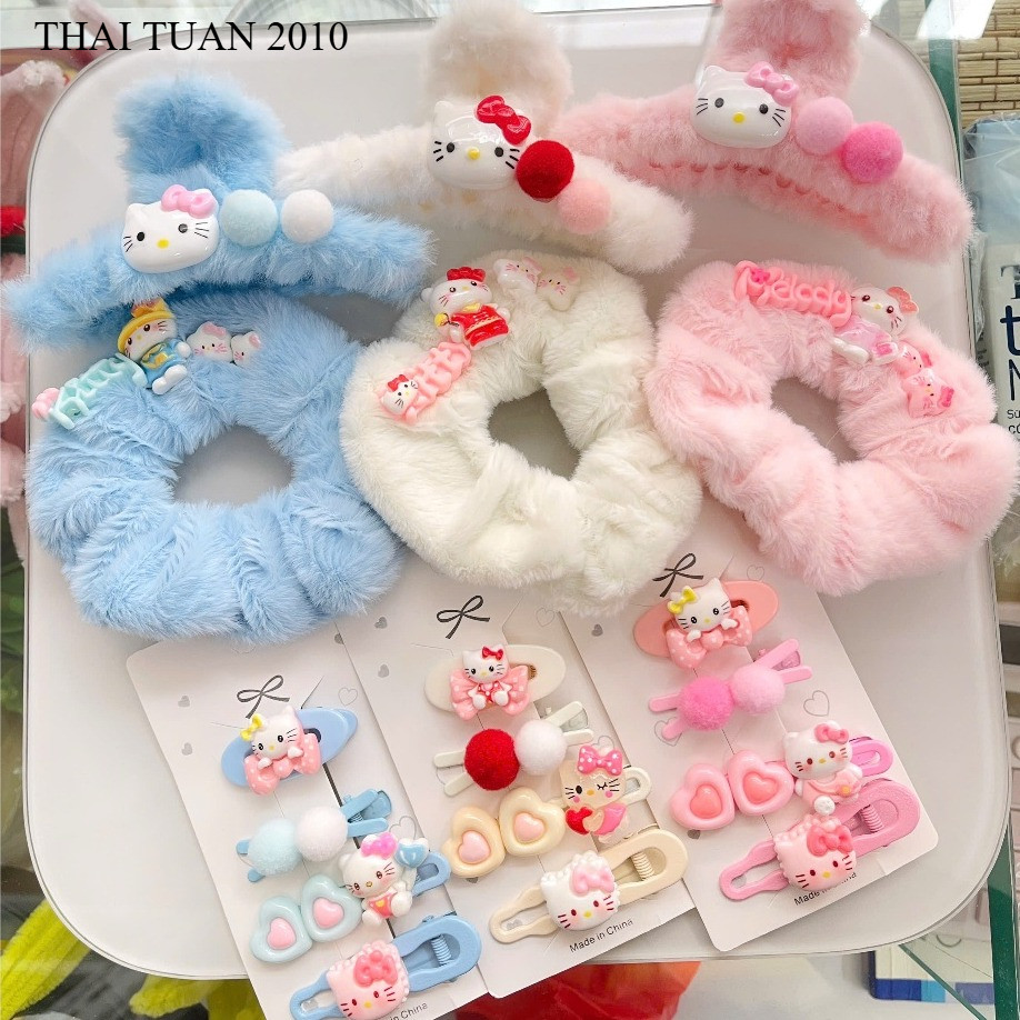 Set quà tặng phụ kiện kitty (1 kẹp lông + 1 dây buộc tóc + 1 set 4 kẹp) đáng yêu [S2]