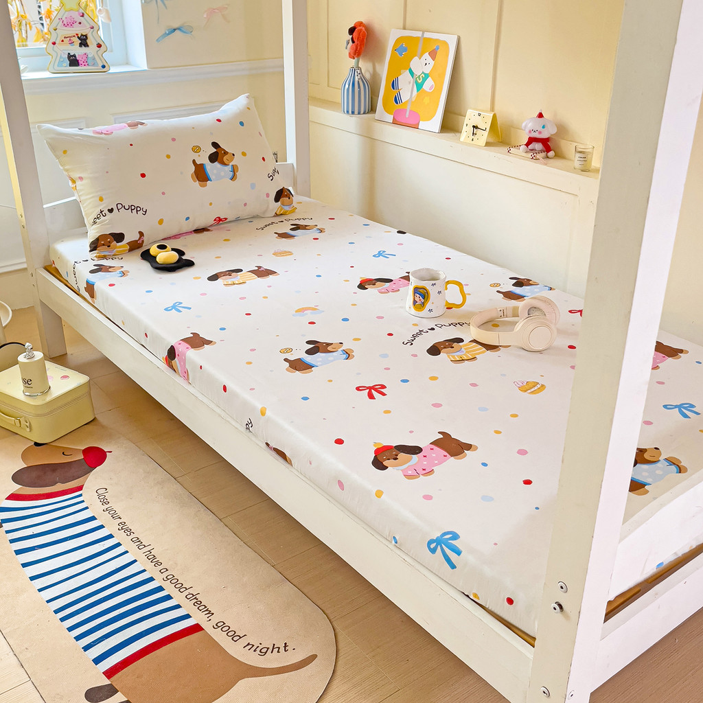 Hàng có sẵn ✨ Ga trải giường Cotton 40s cao cấp mềm mại thoáng khí họa tiết kẻ sọc ô vuông trái tim 