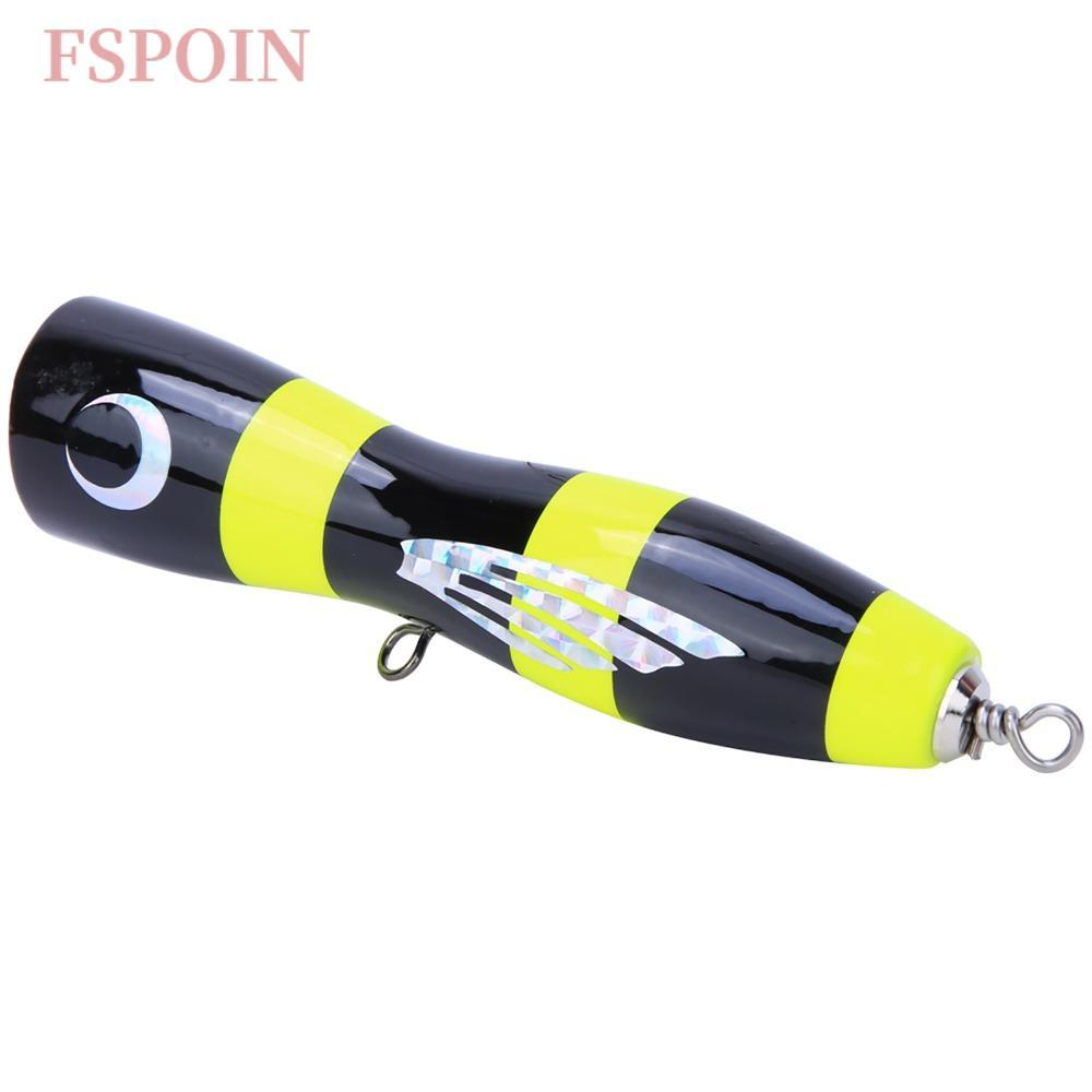 FSPOIN Topwater Popper Mồi, Mồi Popper Cứng Bằng Gỗ, Bền 16,5Cm 65g 3 Màu Nhân Tạo Popper Dụ Câu Cá 