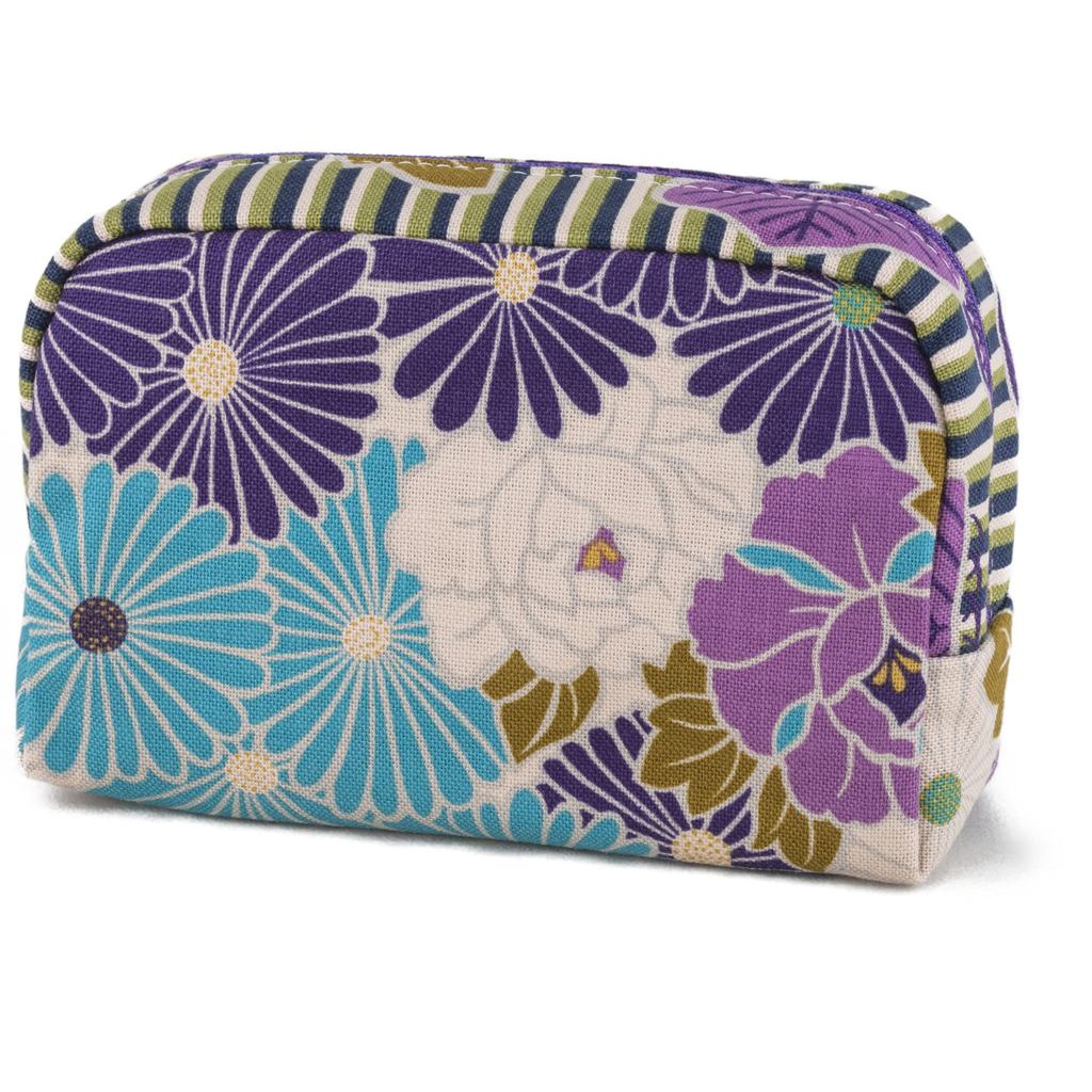 Noren Japanese Pattern Box Pouch (Retro Flower - Multiple Colors) with Gusset