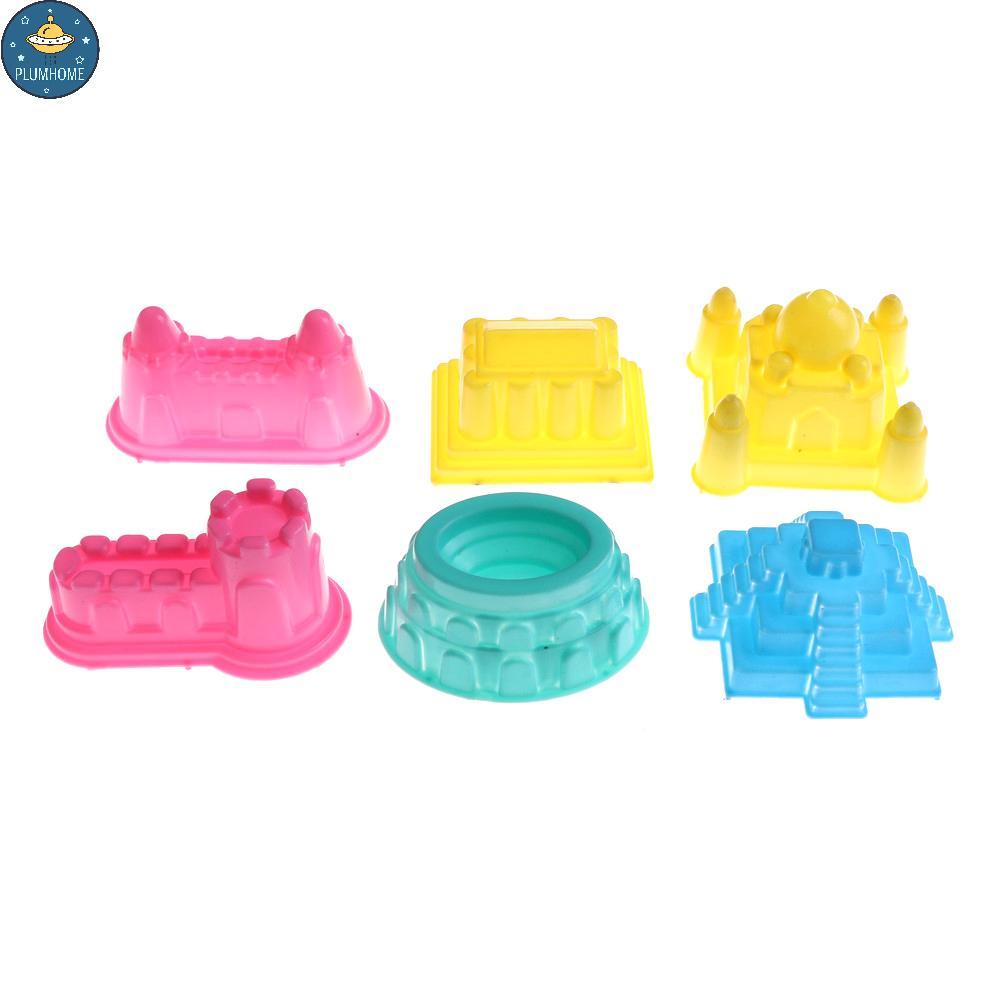 PLUMHOME 6 Chiếc Bãi Biển Cát Lâu Đài Xây Dựng Mô Hình Khuôn Đi Biển Đồ Chơi Vui Nhộn Cho Trẻ Em Đồ 