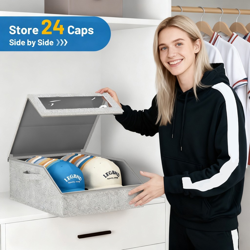 Preferred#Hat storage box with large capacity, zipper box, dustproof hat storage, large capacity, st