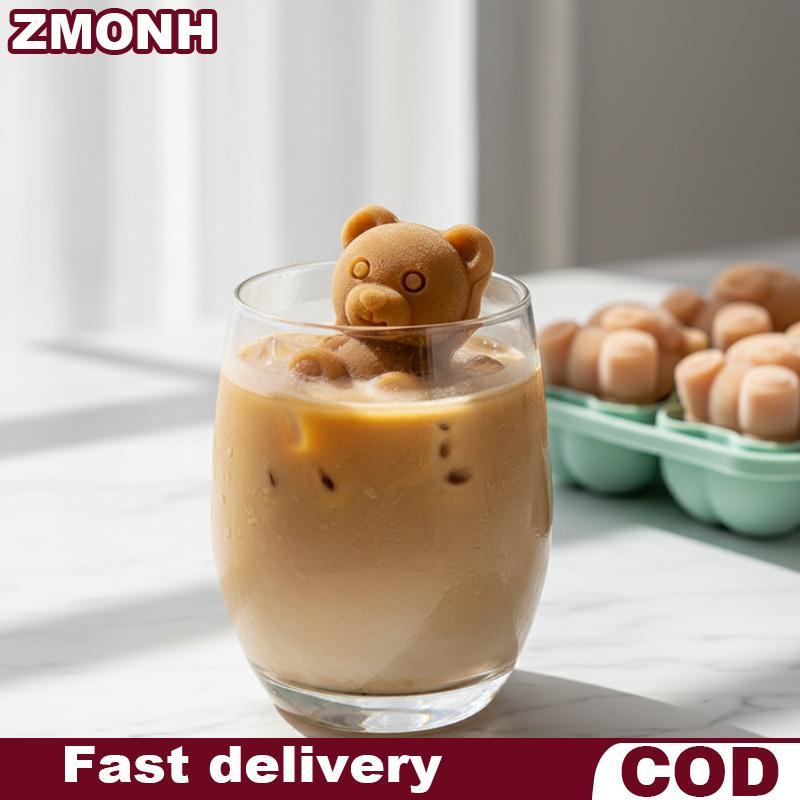 Zmo Bear-shaped Ice Cube Khuôn Silicone Ice Tray Bear-shaped Cà Phê/trà sữa Ice khuôn