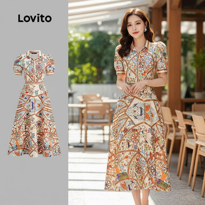 Lovito thanh lịch Đầm Xuân Hè dành cho Phụ Nữ L154ED210