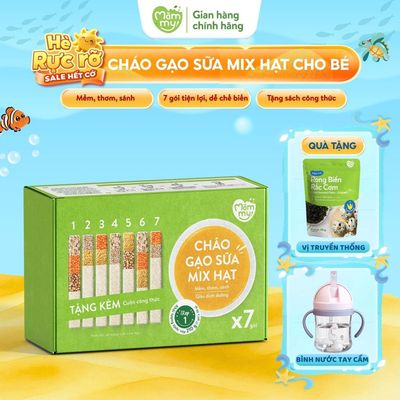 Cháo ăn dặm cho bé Mămmy cháo gạo sữa mix hạt nấu cháo sánh mịn bổ sung dinh dưỡng cho bé hộp 7 gói.