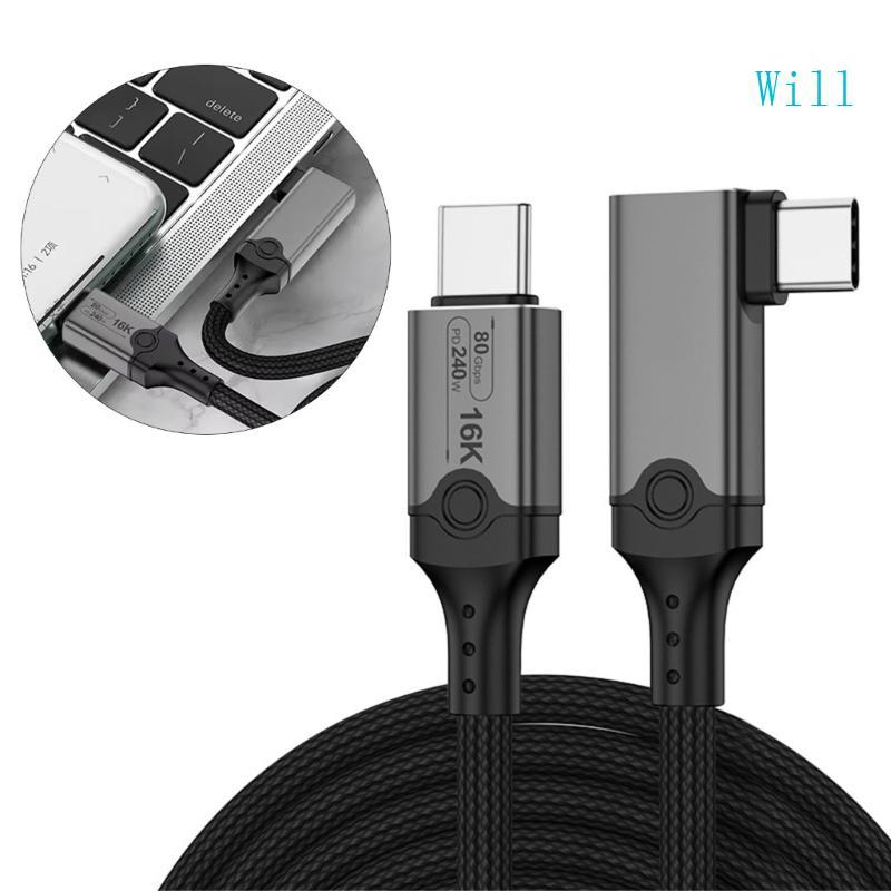 Cáp USB5 80Gbps USB C sang USB C 240W Cáp hiển thị sạc nhanh Hỗ trợ cáp dữ liệu 16K 30Hz 80Gbps cho 