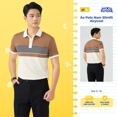 Áo Polo Nam Yody Pha Phối Kẻ co giãn thoáng mát chống nhăn MCPO25A533