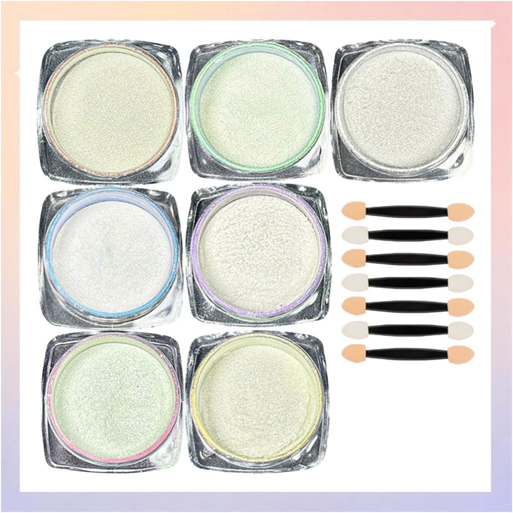 [aibit] Bộ bột Aurora, 7 màu, Trắng, Vàng, Hồng, Tím, Xanh, Xanh, Cam, 1 cái by picko
