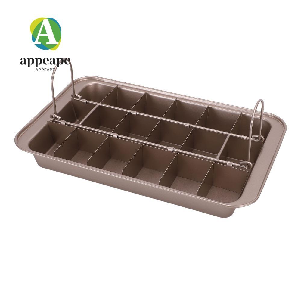 APPEAPE Chảo Brownie có ngăn chia, Chảo nướng bánh Brownie 18 khe cắm, Tay cầm cầm cố định bằng thép