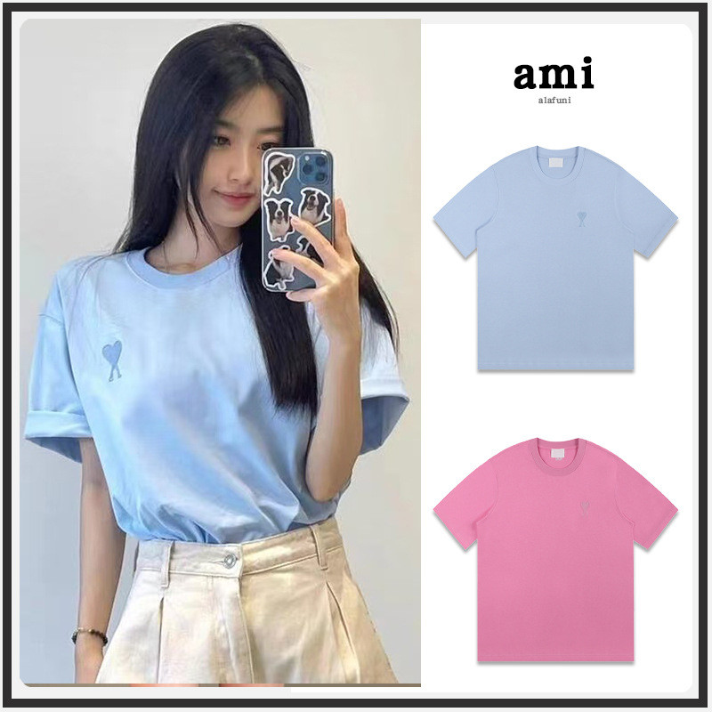 Classic pure cotton short-sleeve shirt with embroidery, suitable for both men and women as a couple'