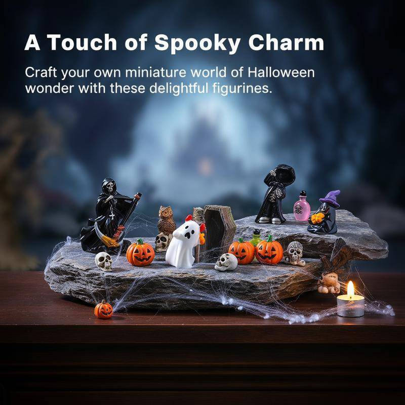 SAFENH Mini Skull Coffin House Hình tượng, Tượng ma nhựa Halloween VN