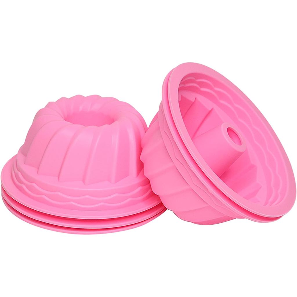 Khuôn bánh gato silicon 6 inch, 5 khuôn thạch màu hồng dễ vệ sinh, khuôn thạch có thể tái sử dụng ch