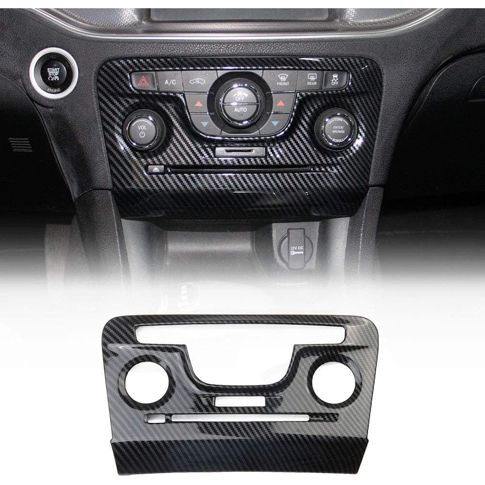 Ốp trang trí bảng điều khiển trung tâm bằng sợi carbon crosselec cho Dodge Charger 2011-2014