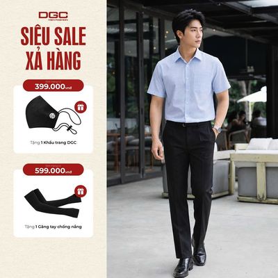 Áo Sơ Mi Nam Ngắn Tay DGC Dáng Suông Classic, Họa Tiết Kẻ Lịch Lãm, Chất Vải Mát - SASNBC46M