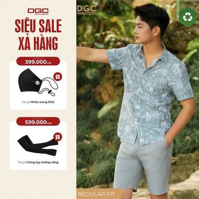 Áo sơ mi ngắn tay DGC Dáng suông Regular, chất liệu thoáng mát thoải mái - SASNBE12M