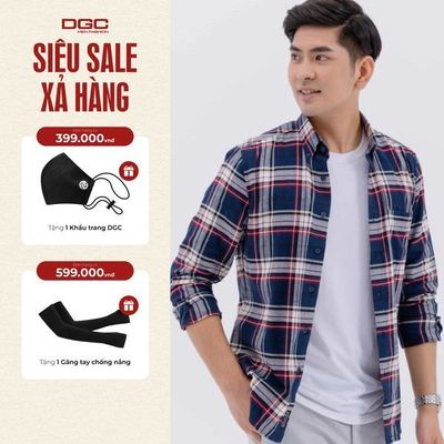 Áo sơ mi dài tay nam DGC Dáng suông Regular, hoạ tiết kẻ caro cà bông trẻ trung - SASDBC27M