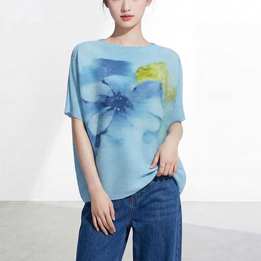 Miyake Cao Cấp Xếp Ly Top Nữ Thiết Kế Niche Nữ Mùa Hè Cao Cấp Rời Ôm Hơn Nhìn Ngắn Tay Áo Thun Nữ Áo Sơ Mi Nhỏ