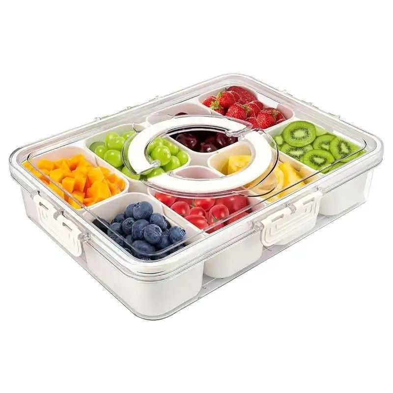 Snack Box Containers, Meal Prep Containers,Hexagon Serving Platter with Lid and Handle, Bento Box fo
