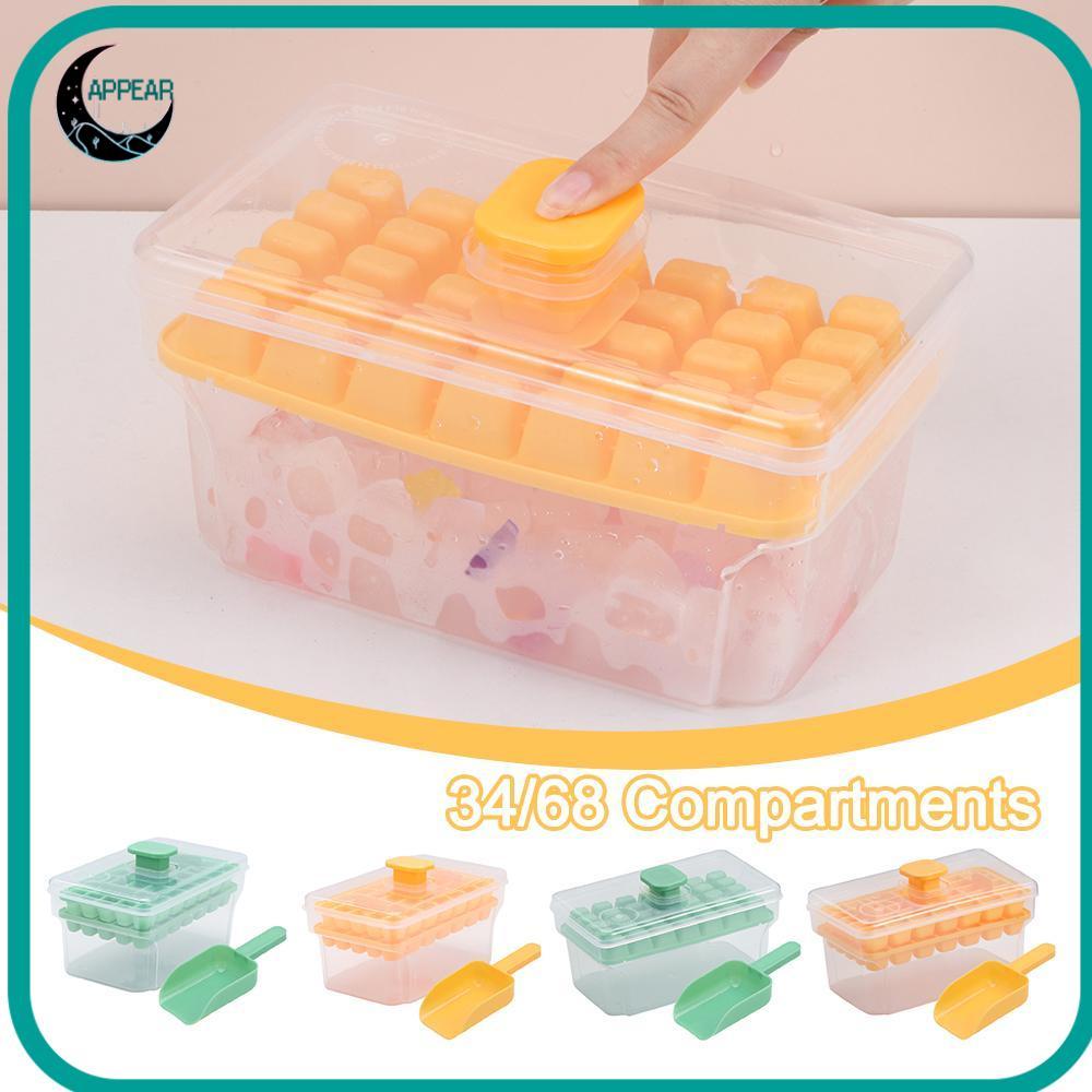 APPEAR Home Ice Box, Ice Tool Press Type Ice Cube Mold, Có Nắp 34 / 68 Ngăn Hộp Ngăn Đá
