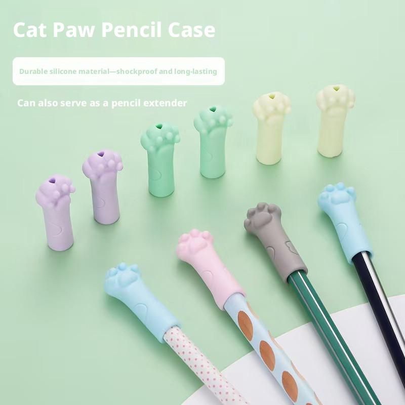 Eraser Pen Cap, Trẻ em Soft Pen Cap, Pencil Extender, Eraser, Cat Claw Pencil Cap, Eraser Văn phòng 