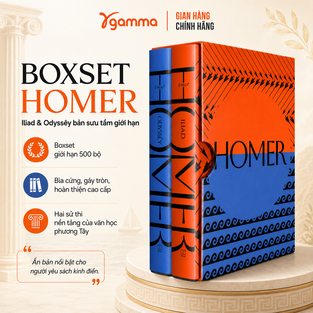 Sách - BOXSET - ODYSSÊY + ILIAD - Homer (Bìa cứng có hộp đựng) (Omega Plus)