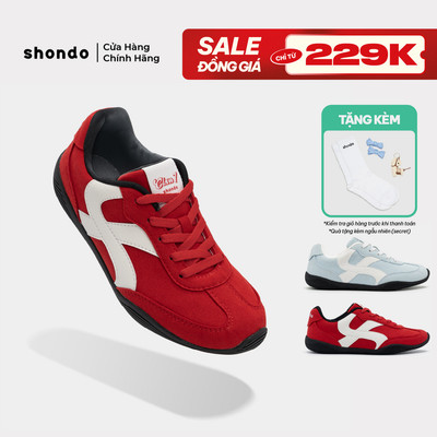 Giày Thể Thao Sneaker Unisex Shondo Class 7 Đế Thấp Cao Su Da Lộn Nhiều Màu