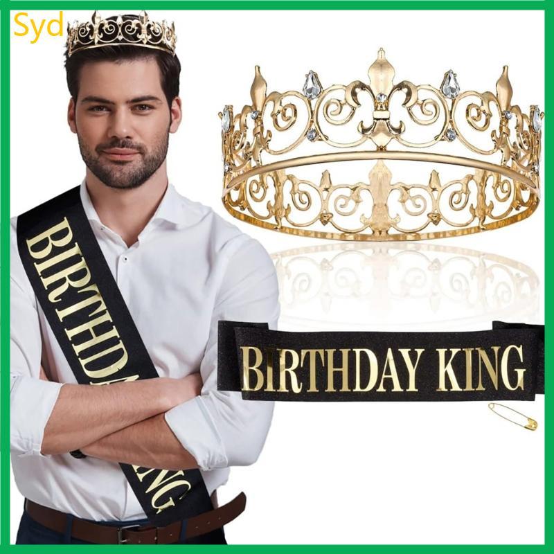 Syd Prom King Queen Sash Birthday King Crowns Set dành cho nam Đảng Cung cấp lễ kỷ niệm
