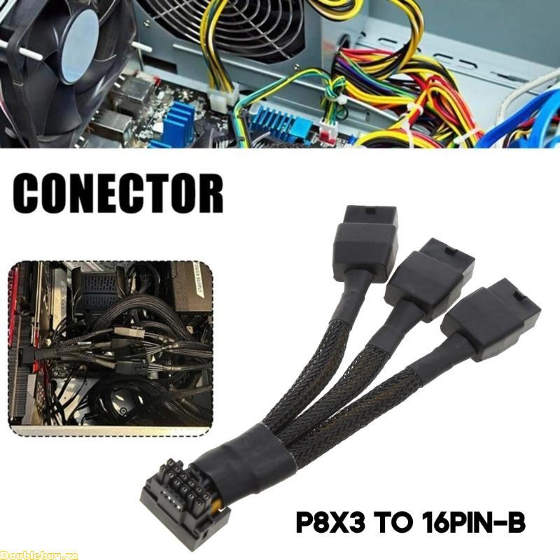 Cáp nối dài Doublebuy PCIe5 0 16Pin Đầu nối góc phải 16Pin Nam đến 3X8Pin Nữ PCIE5 0 12VHPWR 90 độ C