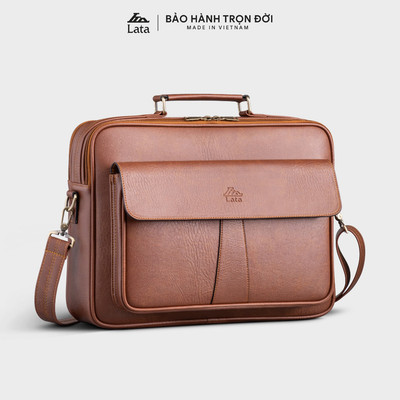 Cặp Công Sở Lata (Thời trang nam basic đựng vừa laptop 14 inch - Cặp da CA43)