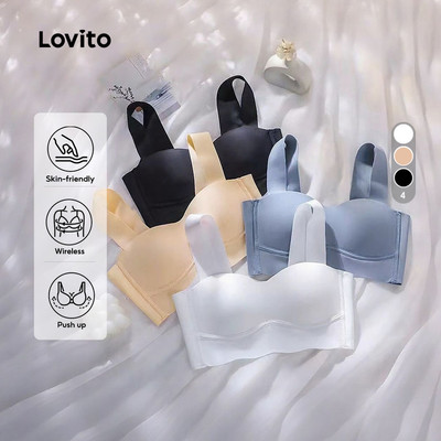 Lovito Phong cách thường ngày Áo Ngực Bralette Không Đường May Gợi Cảm Thoáng Khí Có Khóa Cài Dành Cho Nữ LNL43215