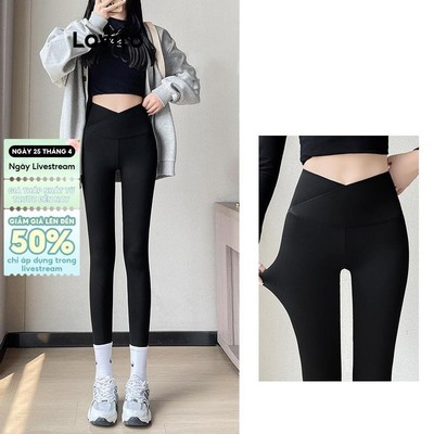 Lovito Leggings thể thao bình dị Lifting mông Eo cao Quần yoga Kiểm soát bụng Tập thể thao LNA53295