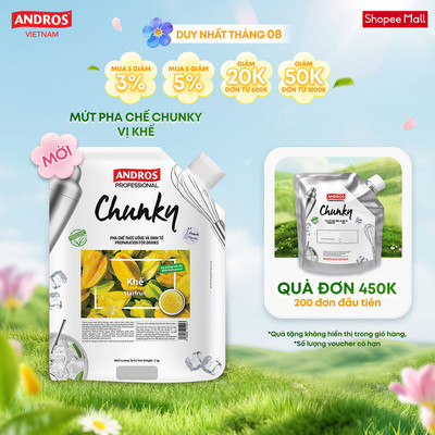 Mứt Trái Cây Pha Chế Khế - Có miếng trái cây thật - Nguyên liệu pha chế - ANDROS CHUNKY - 1kg