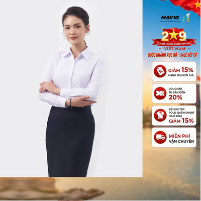 (không ly trước) Áo sơ mi nữ trắng May 10 màu AT049