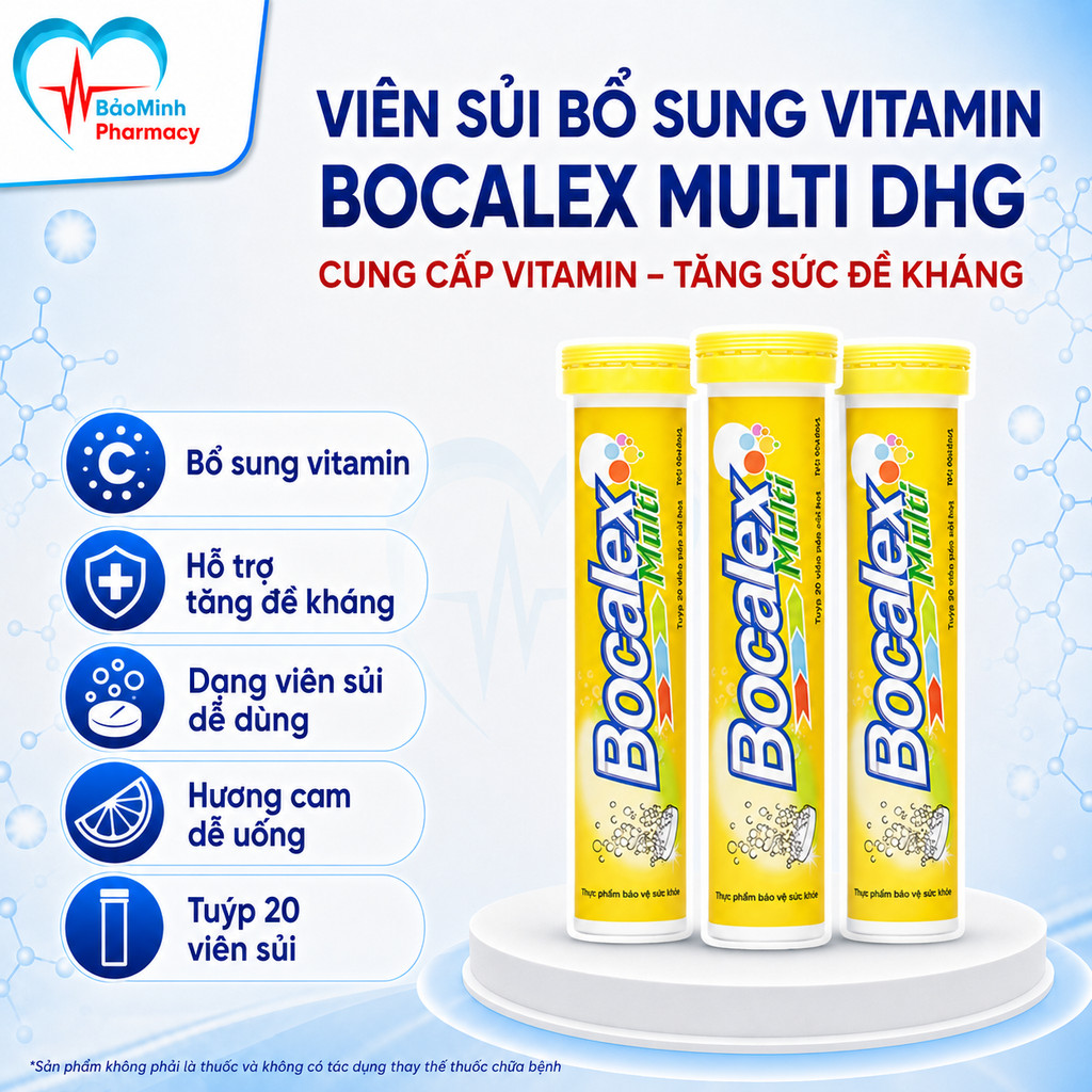 Viên sủi bổ sung vitamin BOCALEX Multi DHG tuýp 20 viên