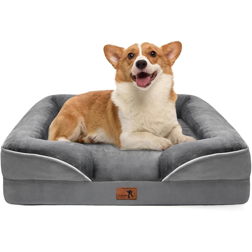 Spotted Play Orthopedic Dog Bed with Sides - Dog Sofa Beds for Medium Dogs, Supportive Foam Pet Couc