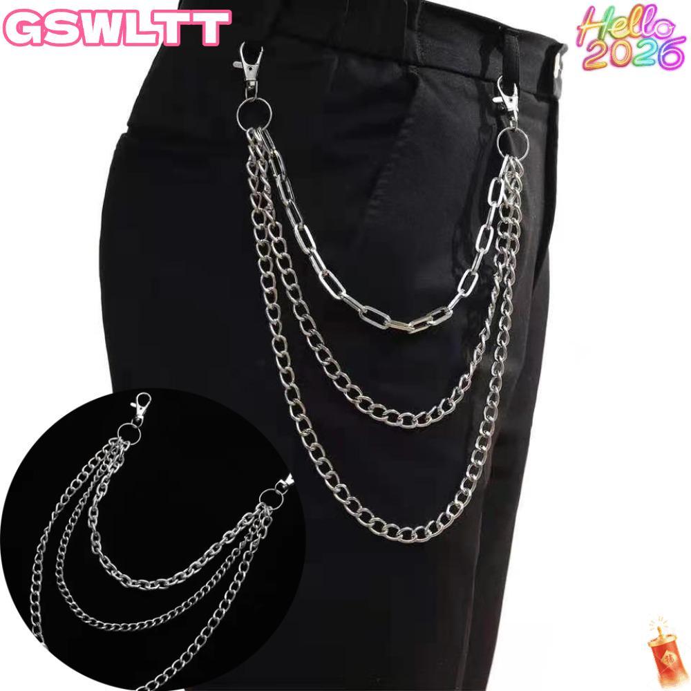 MKOFONU Punk Chain, Rock Unisex Metal Chain, Trang Sức Phụ Kiện Ví Quần Jean Lớp E Bé Trai Quần Dây 