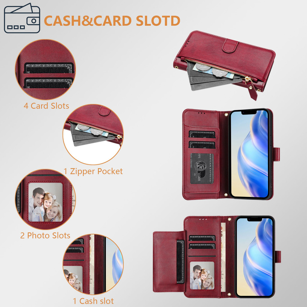 Ốp Lật Cho OPPO Realme C100 C100i C85 16 15X Pro + Plus Note 80 70 Vỏ Điện Thoại Da Kiểu Ví Dây Kéo 