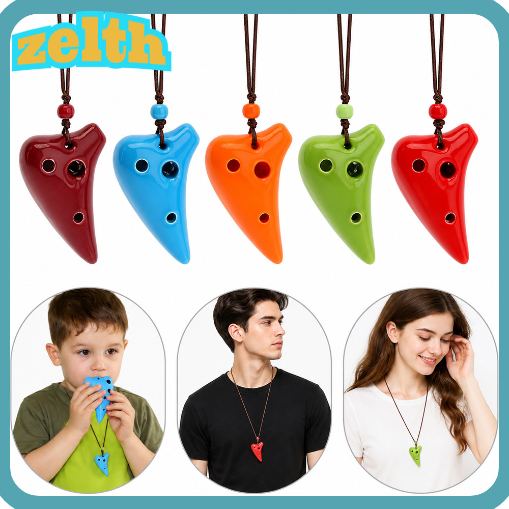 ZELLH Gốm Ocarina, Dây Treo Bao Gồm 6 Lỗ Mặt Dây Chuyền Ocarina, Vòng Cổ Mini Có Thể Chơi Được Ocari