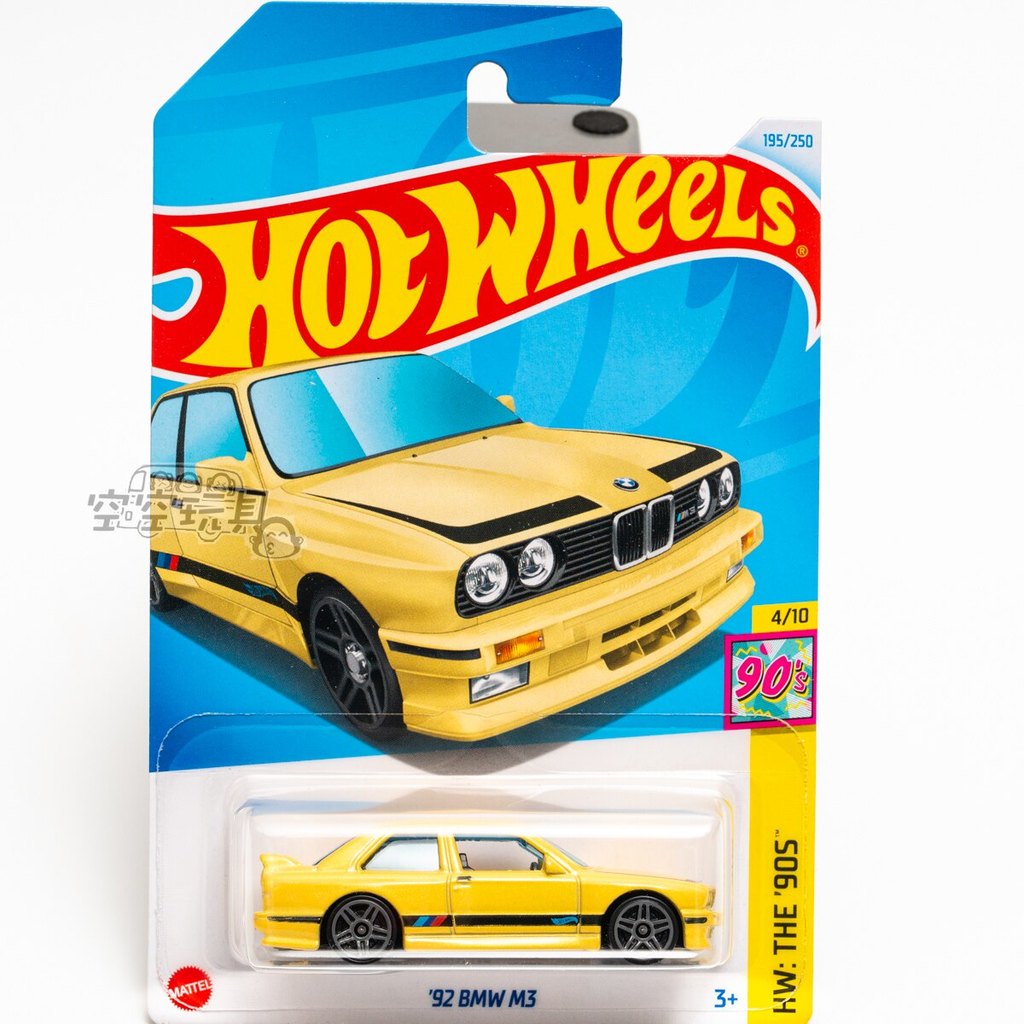 Hot Wheels 195 '92 BMW M3 màu vàng Hot Wheels Xe mô hình kim loại mô hình xe ô tô